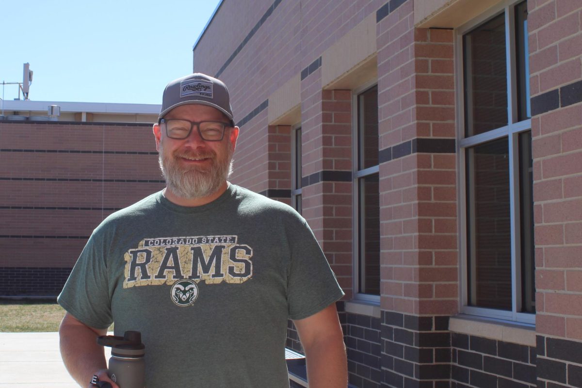 Band teacher Mr. CB showing his Ram pride by wearing his CSU shirt.