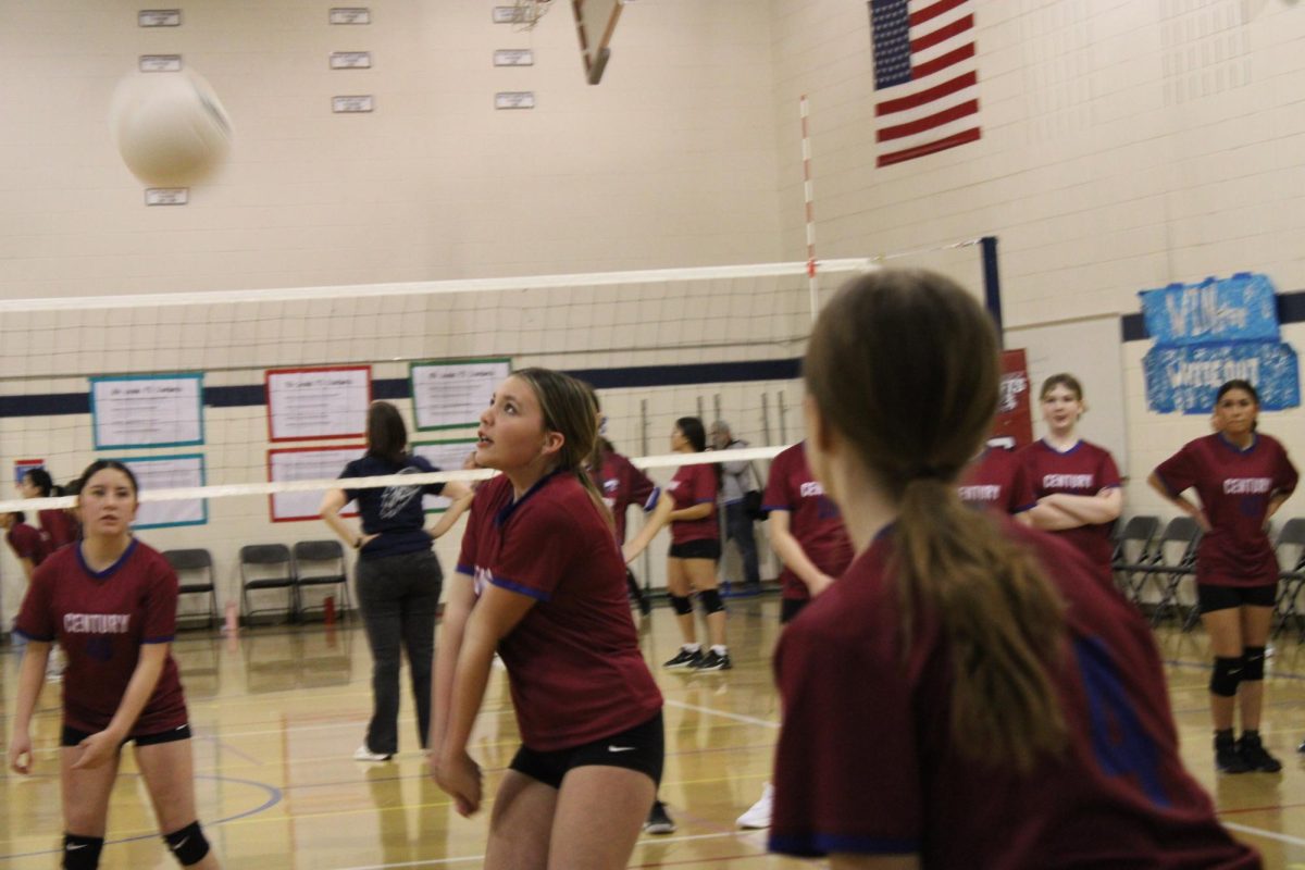 8th grade girls play volleyball at Century Middle.