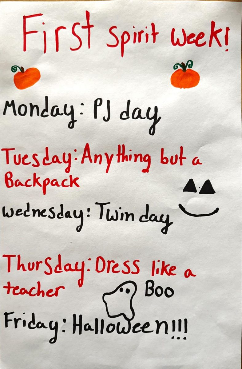Spirit week poster created by Paisley Fair.